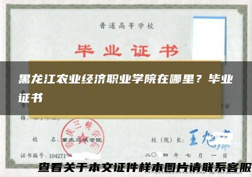 黑龙江农业经济职业学院在哪里？毕业证书