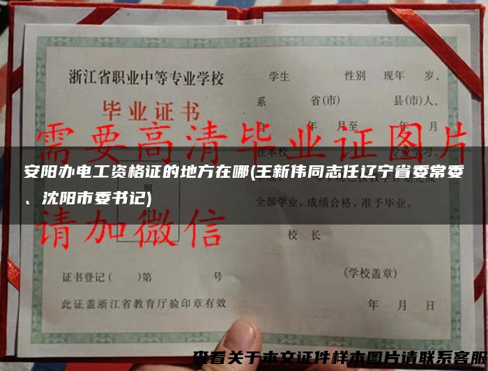 安阳办电工资格证的地方在哪(王新伟同志任辽宁省委常委、沈阳市委书记)