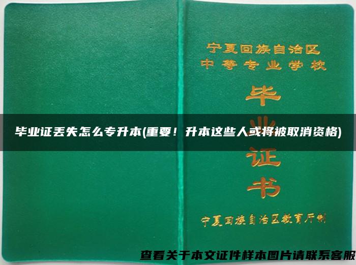 毕业证丢失怎么专升本(重要！升本这些人或将被取消资格)