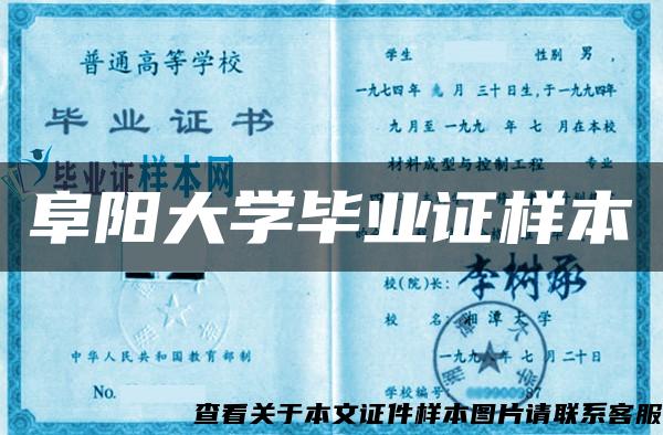 阜阳大学毕业证样本