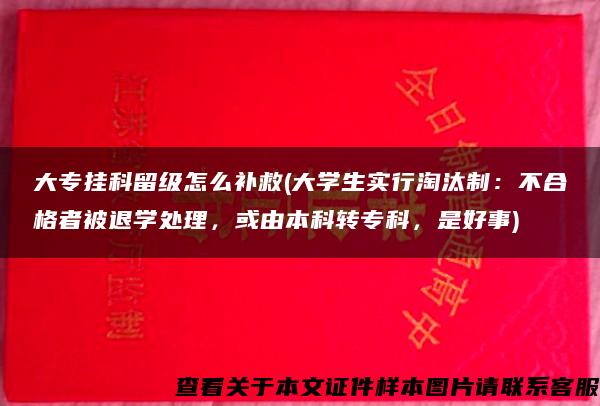 大专挂科留级怎么补救(大学生实行淘汰制：不合格者被退学处理，或由本科转专科，是好事)