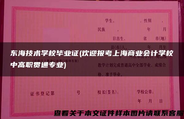 东海技术学校毕业证(欢迎报考上海商业会计学校中高职贯通专业)