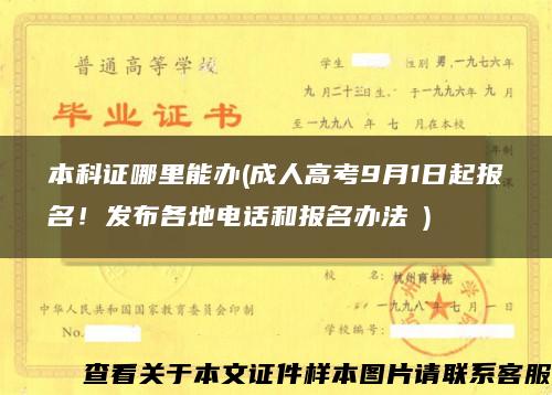 本科证哪里能办(成人高考9月1日起报名！发布各地电话和报名办法→)