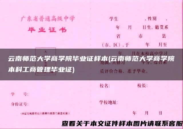 云南师范大学商学院毕业证样本(云南师范大学商学院本科工商管理毕业证)