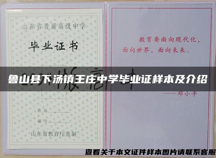 鲁山县下汤镇王庄中学毕业证样本及介绍