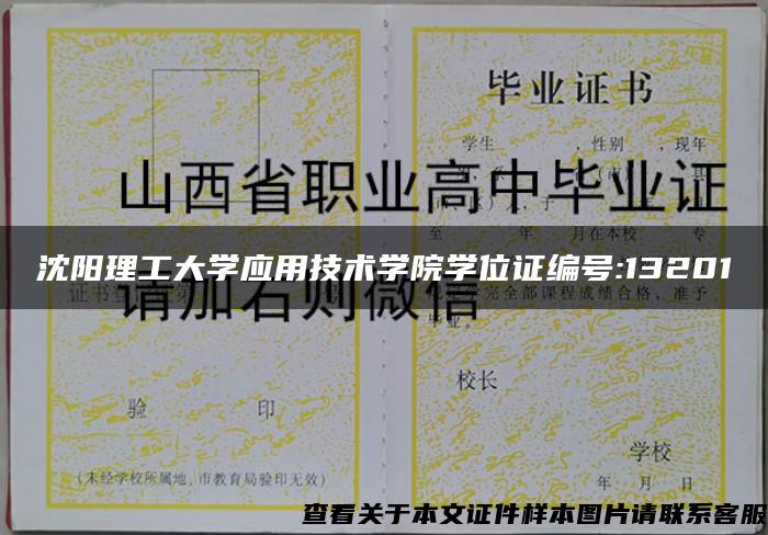 沈阳理工大学应用技术学院学位证编号:13201