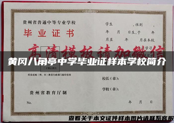 黄冈八角亭中学毕业证样本学校简介