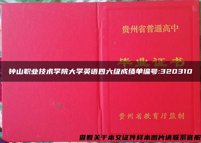 钟山职业技术学院大学英语四六级成绩单编号:320310