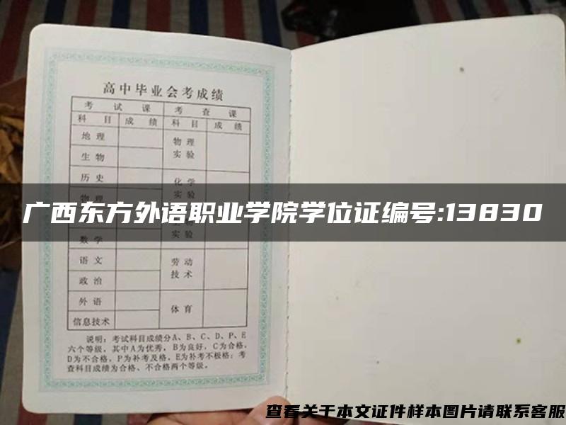 广西东方外语职业学院学位证编号:13830