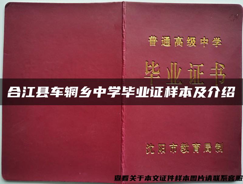 合江县车辋乡中学毕业证样本及介绍