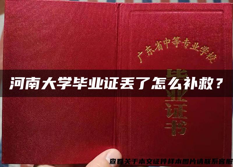 河南大学毕业证丢了怎么补救？