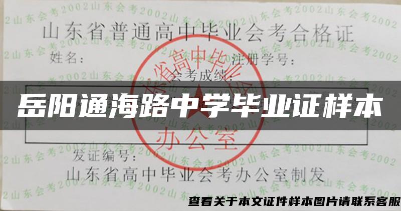 岳阳通海路中学毕业证样本