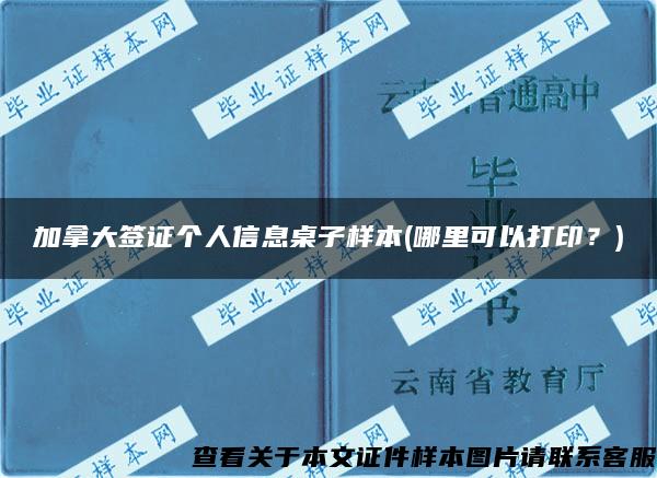 加拿大签证个人信息桌子样本(哪里可以打印？)