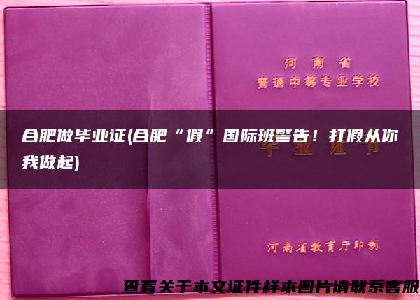 合肥做毕业证(合肥“假”国际班警告！打假从你我做起)