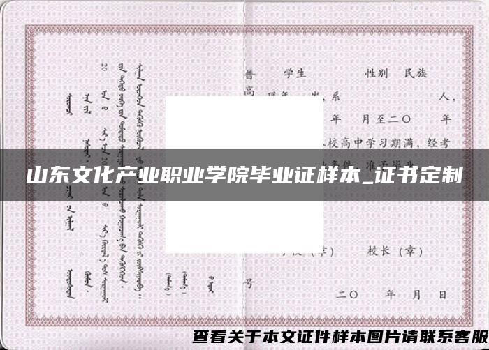 山东文化产业职业学院毕业证样本_证书定制