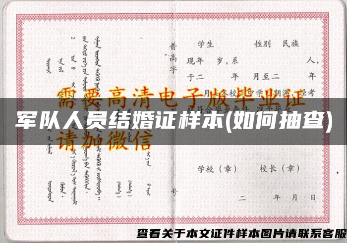 军队人员结婚证样本(如何抽查)