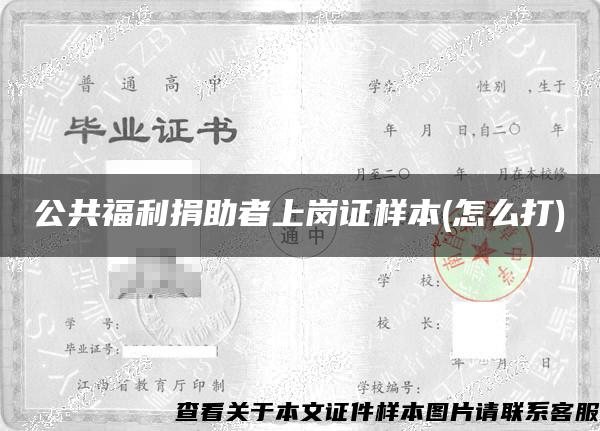 公共福利捐助者上岗证样本(怎么打)