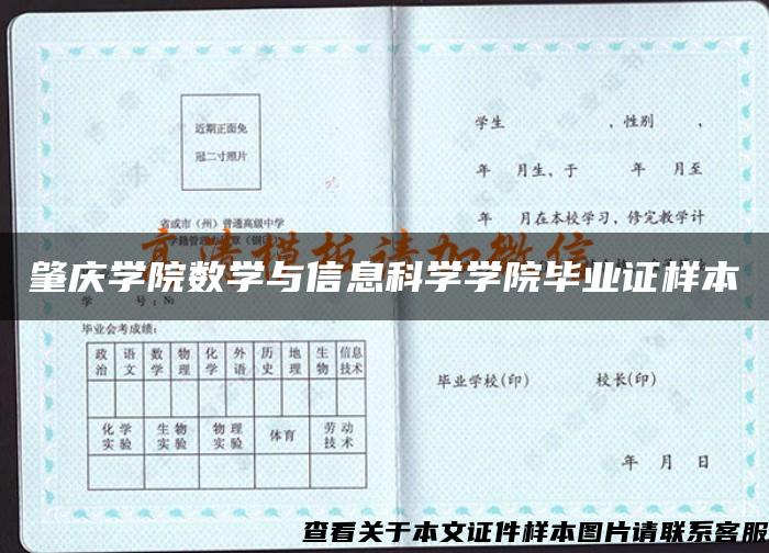 肇庆学院数学与信息科学学院毕业证样本