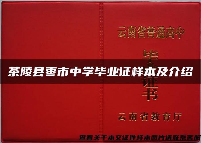 茶陵县枣市中学毕业证样本及介绍