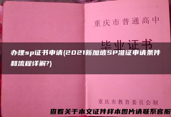 办理sp证书申请(2021新加坡SP准证申请条件和流程详解?)