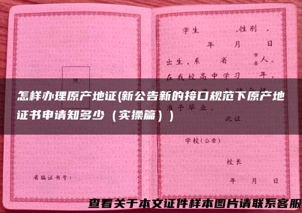 怎样办理原产地证(新公告新的接口规范下原产地证书申请知多少（实操篇）)