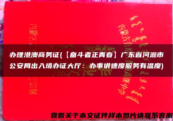 办理港澳商务证(【奋斗者正青春】广东省河源市公安局出入境办证大厅：办事讲速度服务有温度)