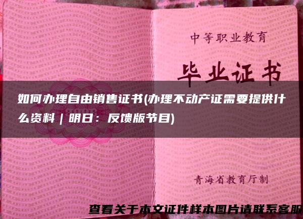 如何办理自由销售证书(办理不动产证需要提供什么资料｜明日：反馈版节目)