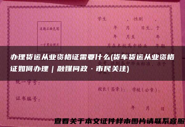 办理货运从业资格证需要什么(货车货运从业资格证如何办理｜融媒问政·市民关注)