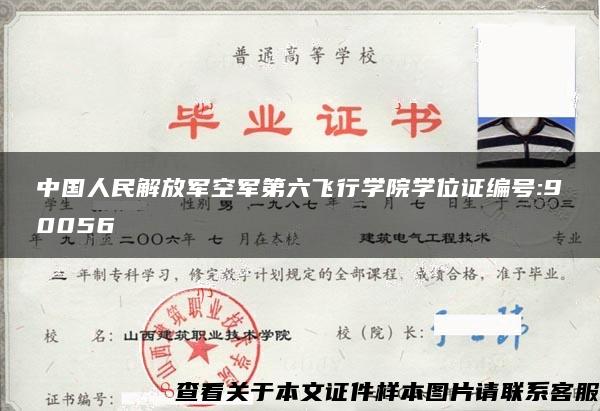 中国人民解放军空军第六飞行学院学位证编号:90056