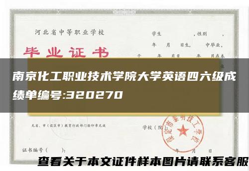 南京化工职业技术学院大学英语四六级成绩单编号:320270