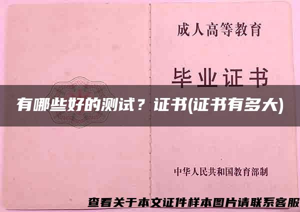 有哪些好的测试？证书(证书有多大)