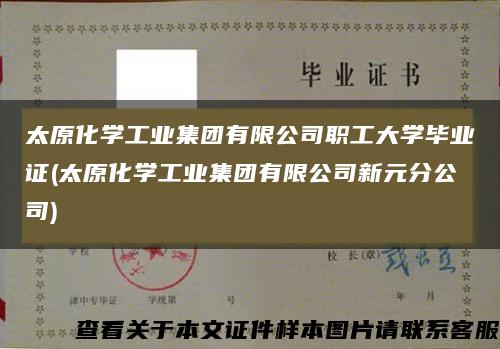 太原化学工业集团有限公司职工大学毕业证(太原化学工业集团有限公司新元分公司)