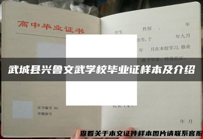 武城县兴鲁文武学校毕业证样本及介绍