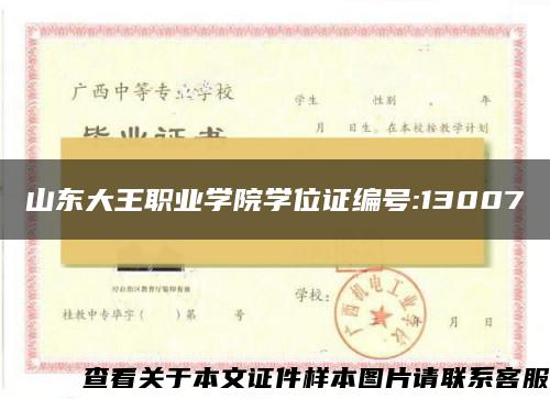 山东大王职业学院学位证编号:13007