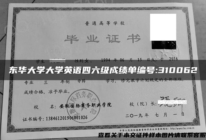 东华大学大学英语四六级成绩单编号:310062