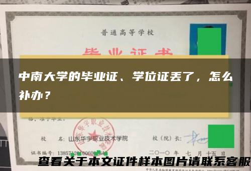 中南大学的毕业证、学位证丢了，怎么补办？