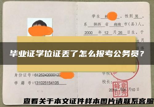 毕业证学位证丢了怎么报考公务员？