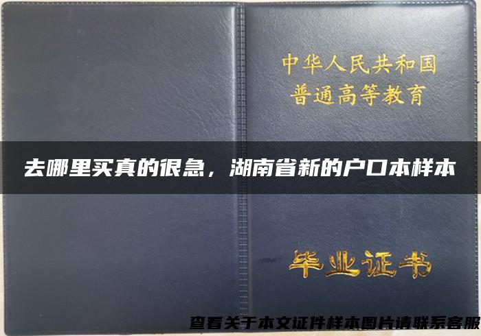 去哪里买真的很急，湖南省新的户口本样本