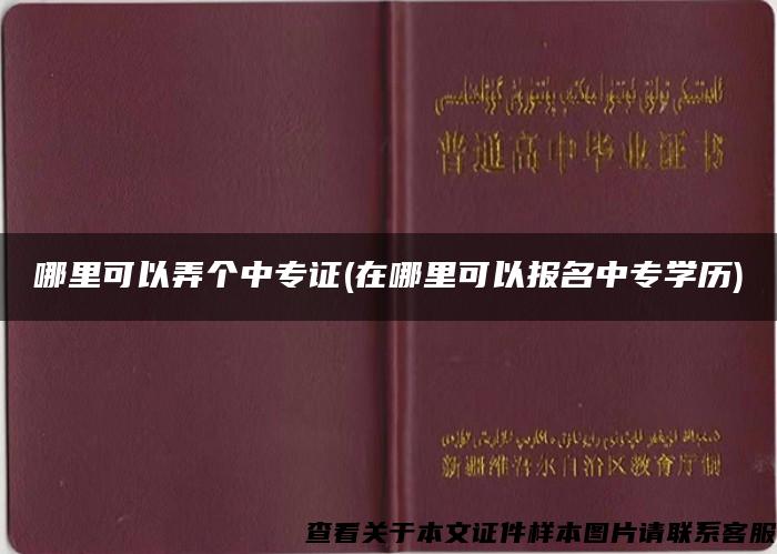 哪里可以弄个中专证(在哪里可以报名中专学历)