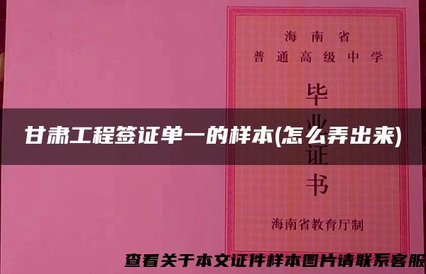 甘肃工程签证单一的样本(怎么弄出来)