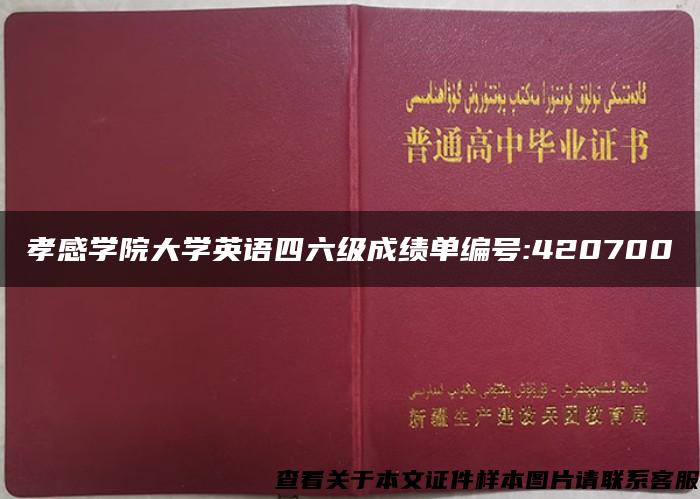 孝感学院大学英语四六级成绩单编号:420700