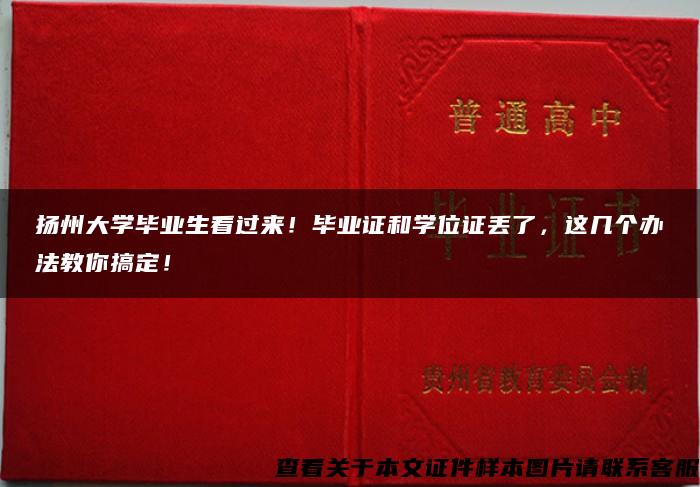 扬州大学毕业生看过来！毕业证和学位证丢了，这几个办法教你搞定！