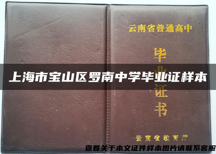 上海市宝山区罗南中学毕业证样本