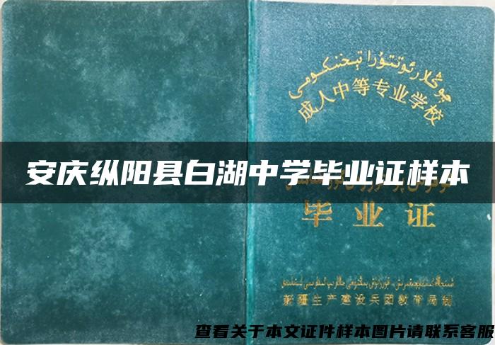 安庆纵阳县白湖中学毕业证样本