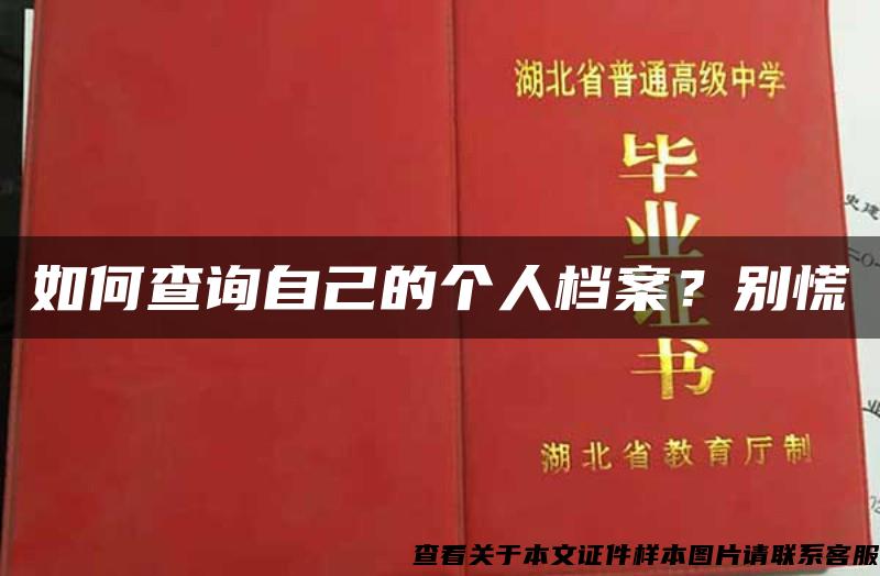 如何查询自己的个人档案？别慌