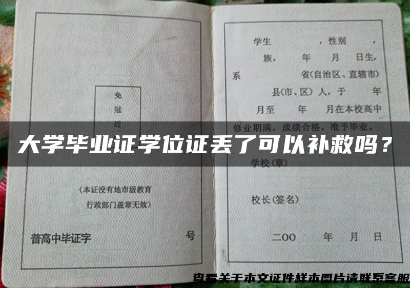 大学毕业证学位证丢了可以补救吗？