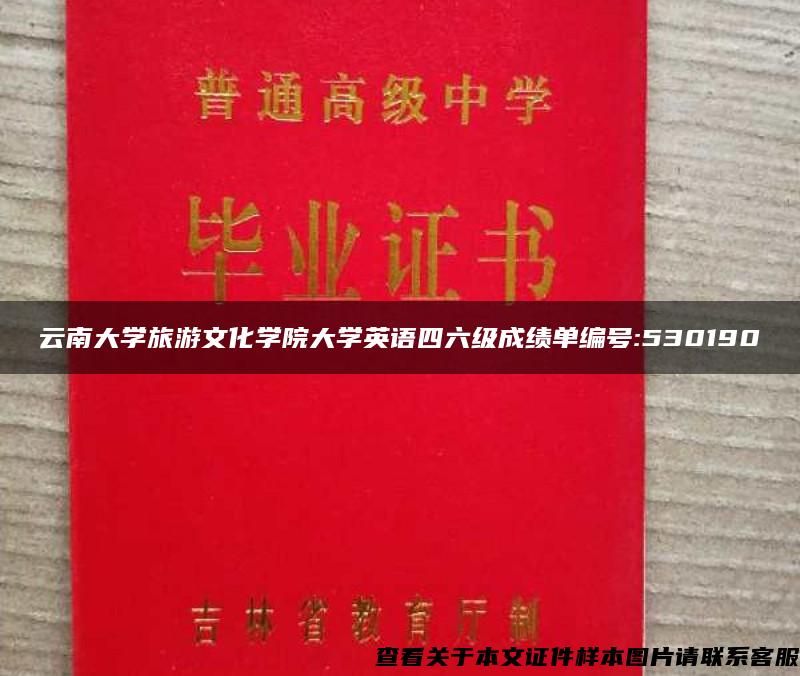 云南大学旅游文化学院大学英语四六级成绩单编号:530190