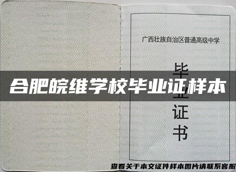 合肥皖维学校毕业证样本