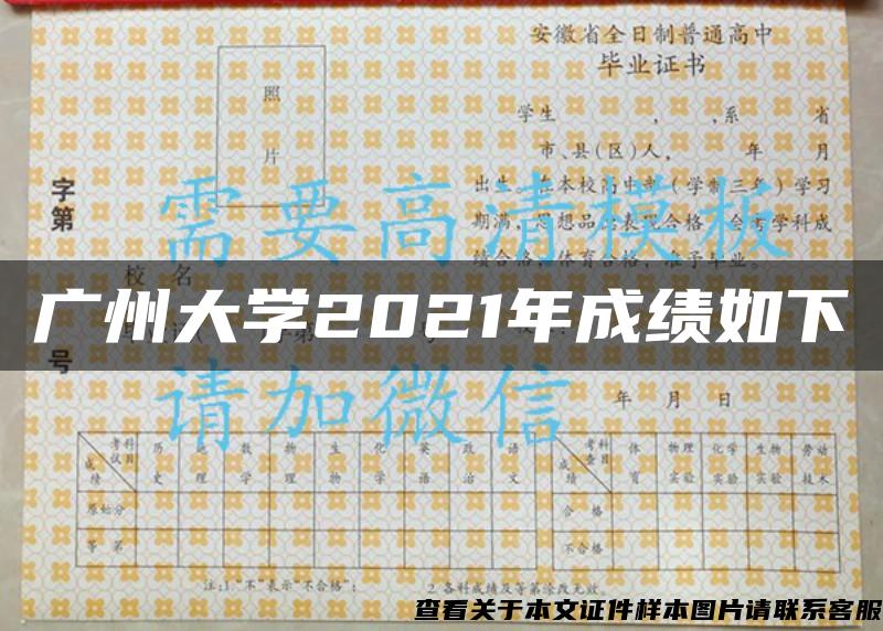 广州大学2021年成绩如下