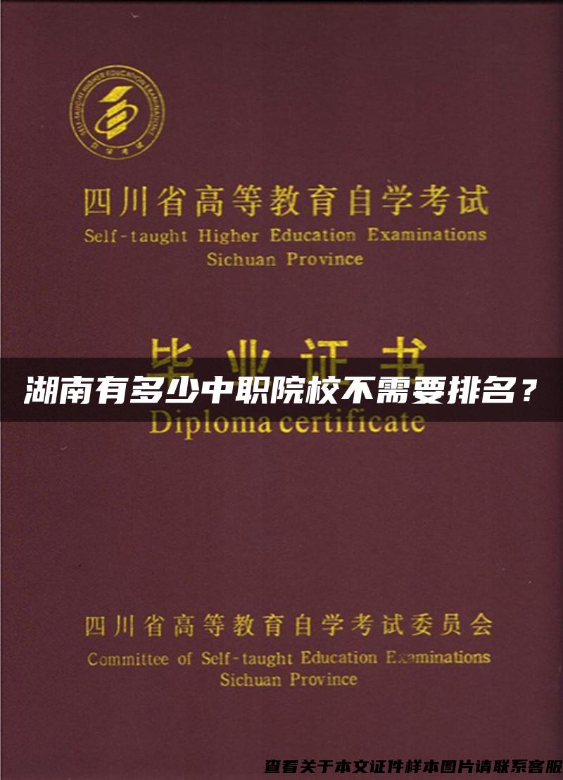 湖南有多少中职院校不需要排名？